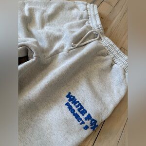 White Fox Boutique Light Gray Sweatpants with Blue Logo